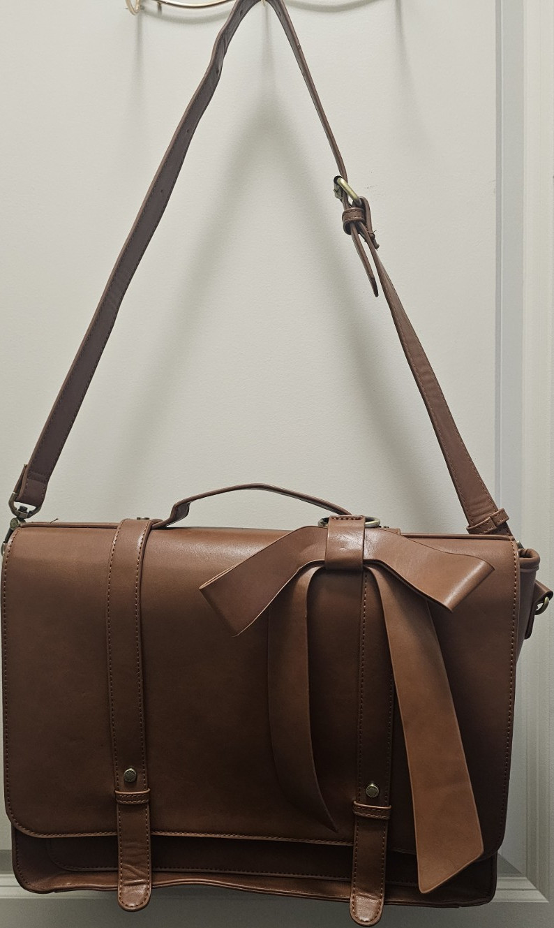 ECOSUSI Brown Synthetic Leather 15″ Laptop Messenger Bag Padded