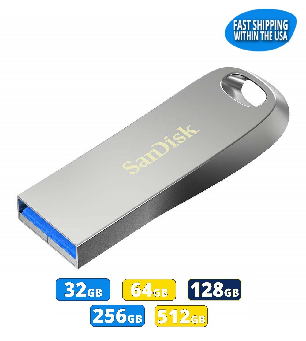 SanDisk Ultra Luxe USB 3.1 Metal Flash Drive (32GB-512GB) Wholesale Memory lot