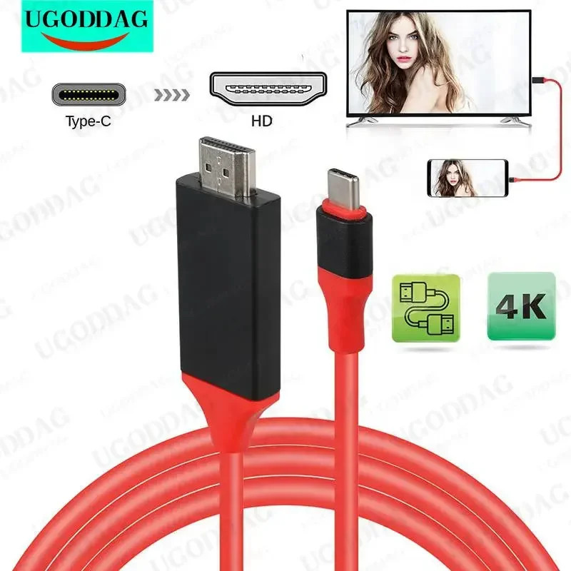 USB 3.1 Usb C to Hdmi-Compatible 4K Adapter Cable 2M Type C to HD Cable for Macb