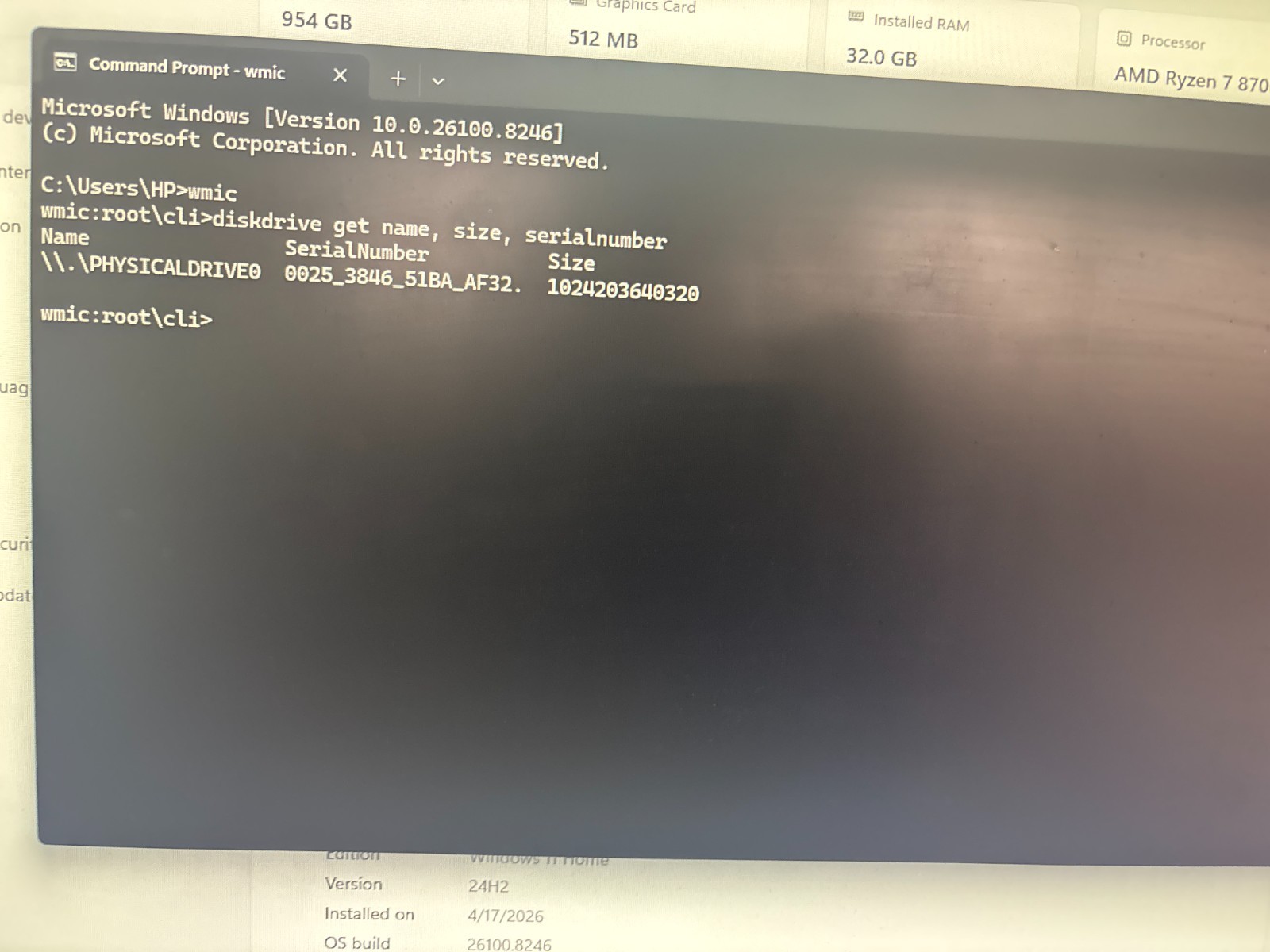 HP OmniDesk Desktop M02-0XXX, AMD Ryzen 7, 4.20 GHz, 32 GB RAM, 1 TB SSD