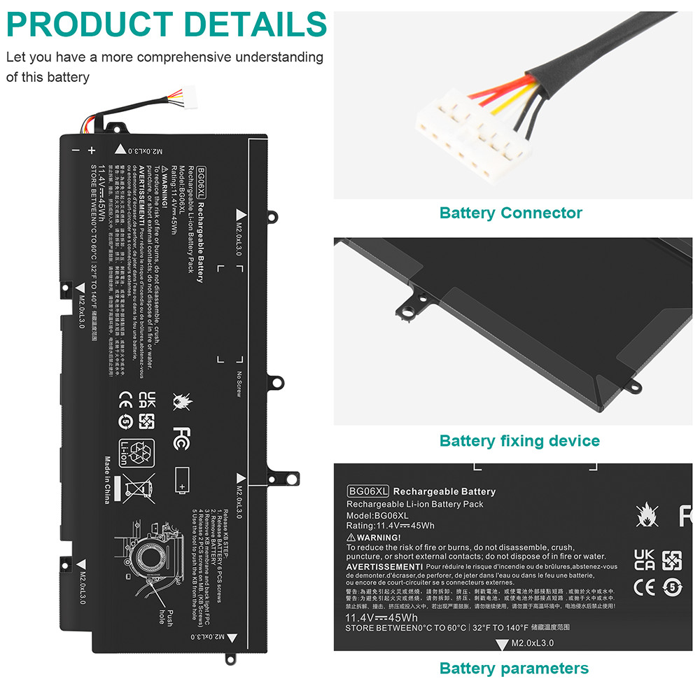 NEW 45Wh BG06XL Battery For HP EliteBook Folio 1040 G3 804175-181 804175-1B1