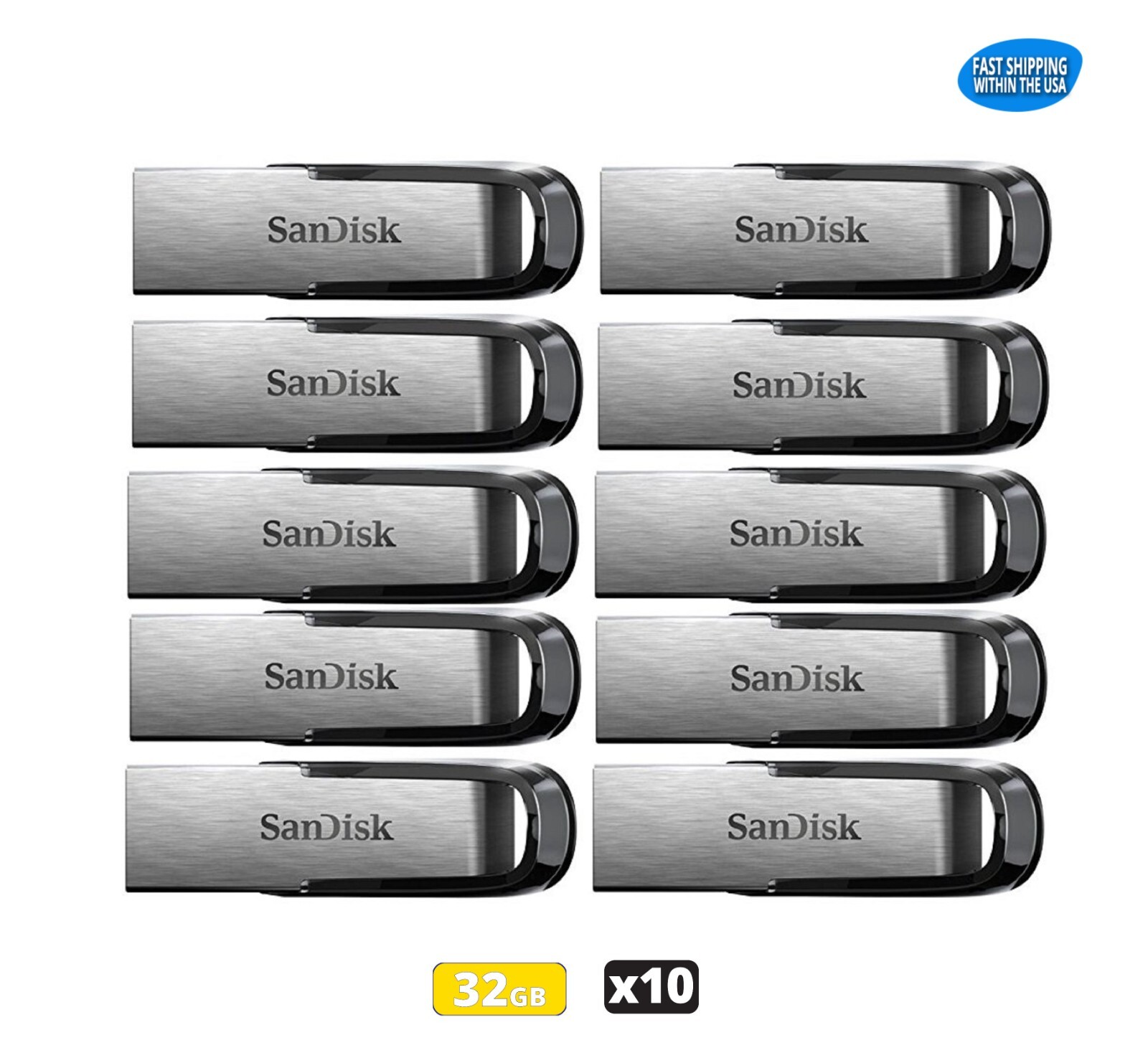 Sandisk Ultra Flair 32GB Flash Drive USB 3.0 Pen Drive Thumb Drive (10 Pack)