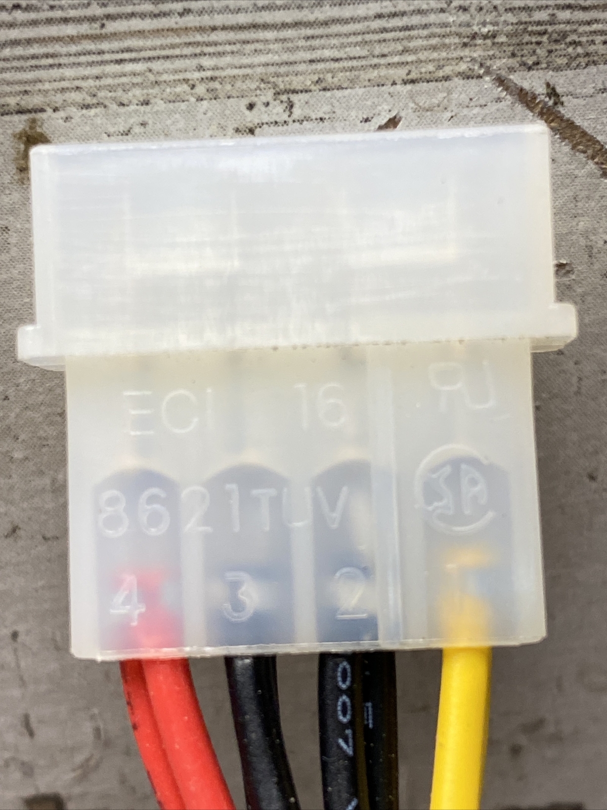 Lot of 5 Power Cable 7.5 Inch 4 Pin to 2X 16 Flat Pin Connector 8621TUV ECI 4