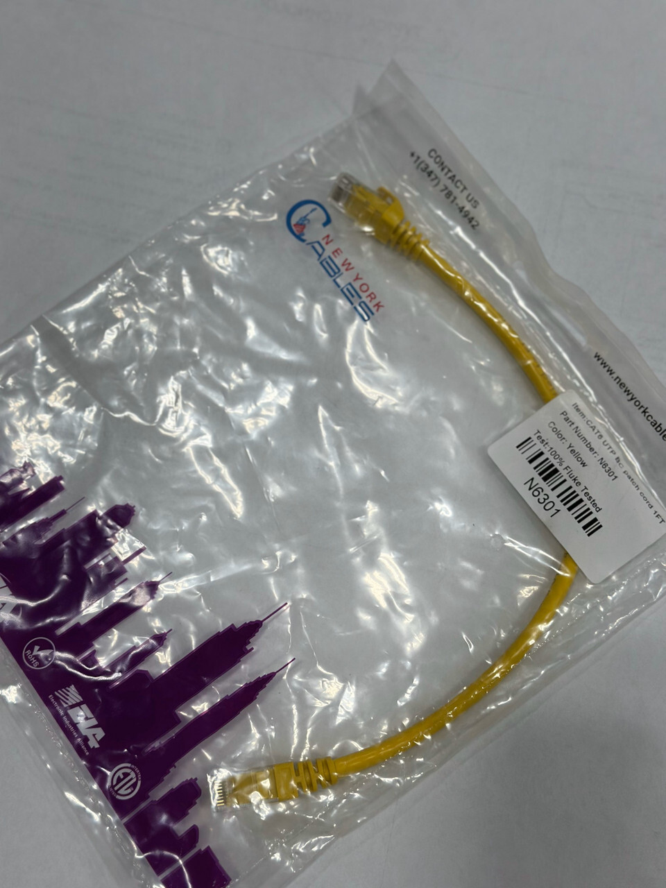 Patch Cord CAT6 1feet Yellow Short Cord 100% Pure Copper Gold Plated RJ45