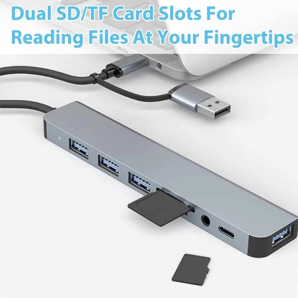 8 in 1 USB-C Hub Type C To USB 3.0 4K HDMI PD Adapter For iPhone Macbook Pro/Air