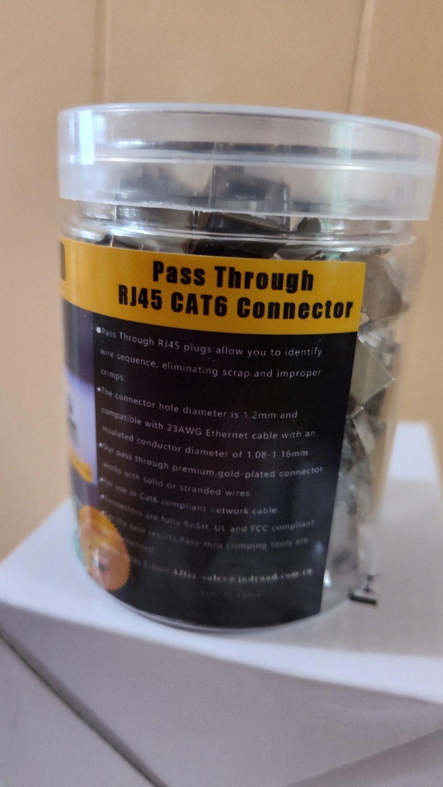 Jodroad 50 pcs Shielded RJ45 Cat6 Cat 6A Connectors Pass Through Connector