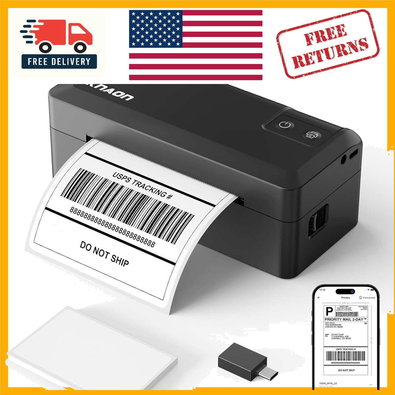 Versatile Bluetooth Label Printer – Supports iPhone, Android, Mac, and Windows