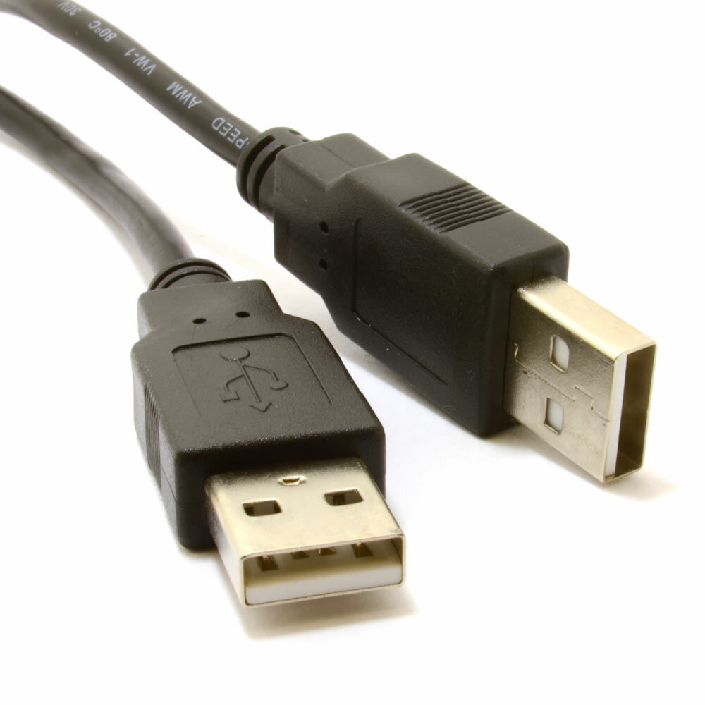 3ft USB 2.0 Type A Male to A Male Black Cable – High Speed Data Transfer Charger