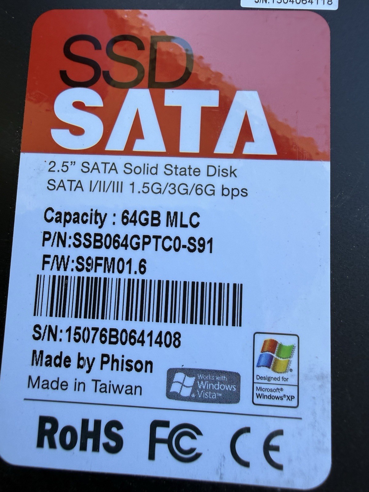 64GB MLC 2.5” SATA SSD SSB064GPTC0-S91 (lot of 3)