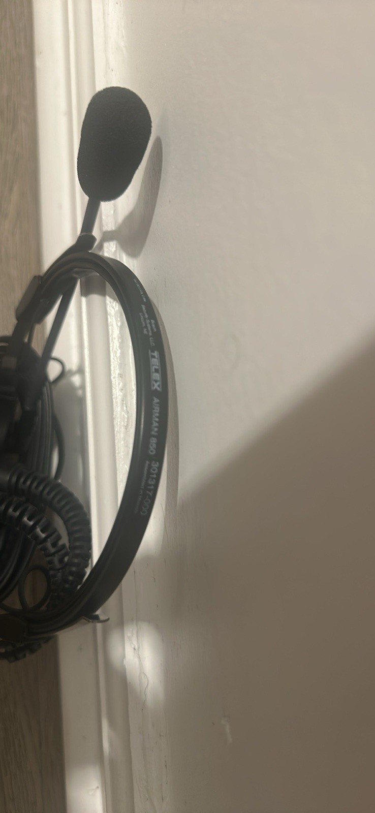 Telex Airman 850 Single-Ear Wired Headset Boom Mic Black 5ft Cable