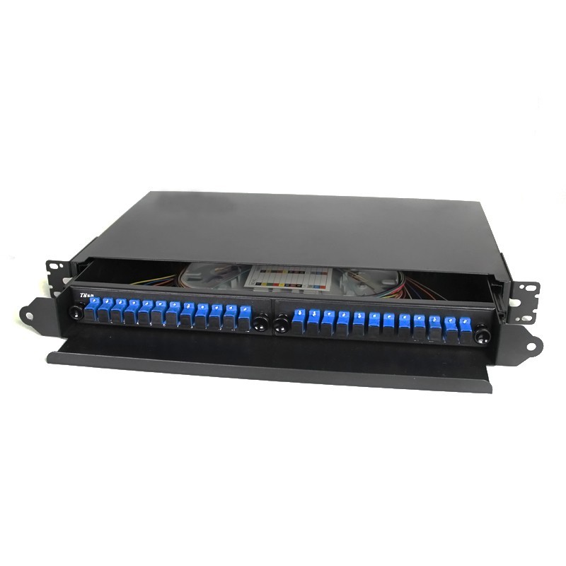 ODF 24 Port 19″ Fiber Patch Panel SC Fiber Splice Tray Box Optic Din Rail Inline
