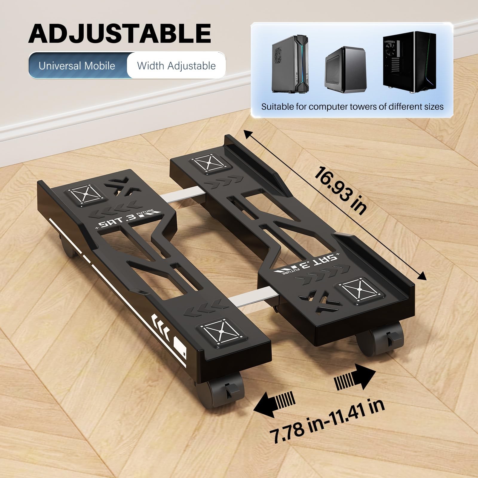 Adjustable Computer Tower Stand, Mobile PC Stand for Floor with 4 Locking