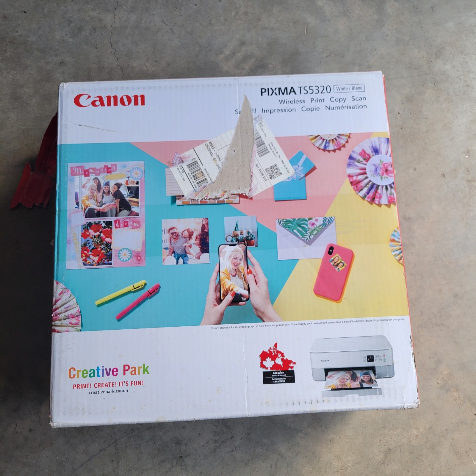 Canon PIXMA TS5320 Wireless All-In-One Inkjet Printer White New Open Box