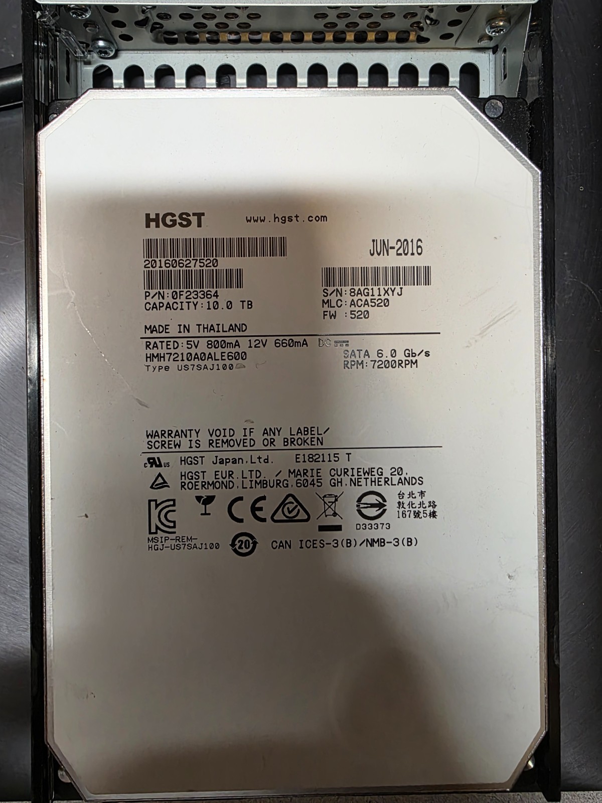 HGST Ultrastar Archive Ha10 HMH7210A0ALE600 0f23364 Host SMR SATA HDD hard drive
