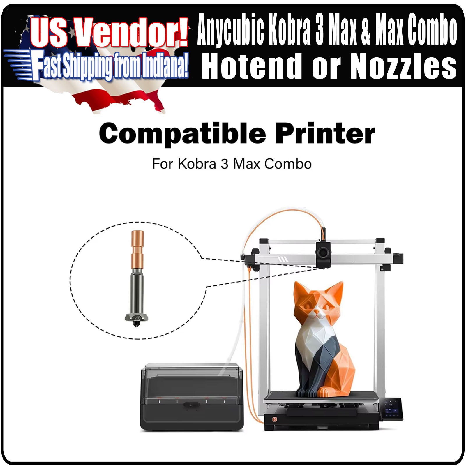 Anycubic Kobra 3 Max Nozzle, Hardened Steel Nozzles, Upgraded Bi-Metal Heatbreak