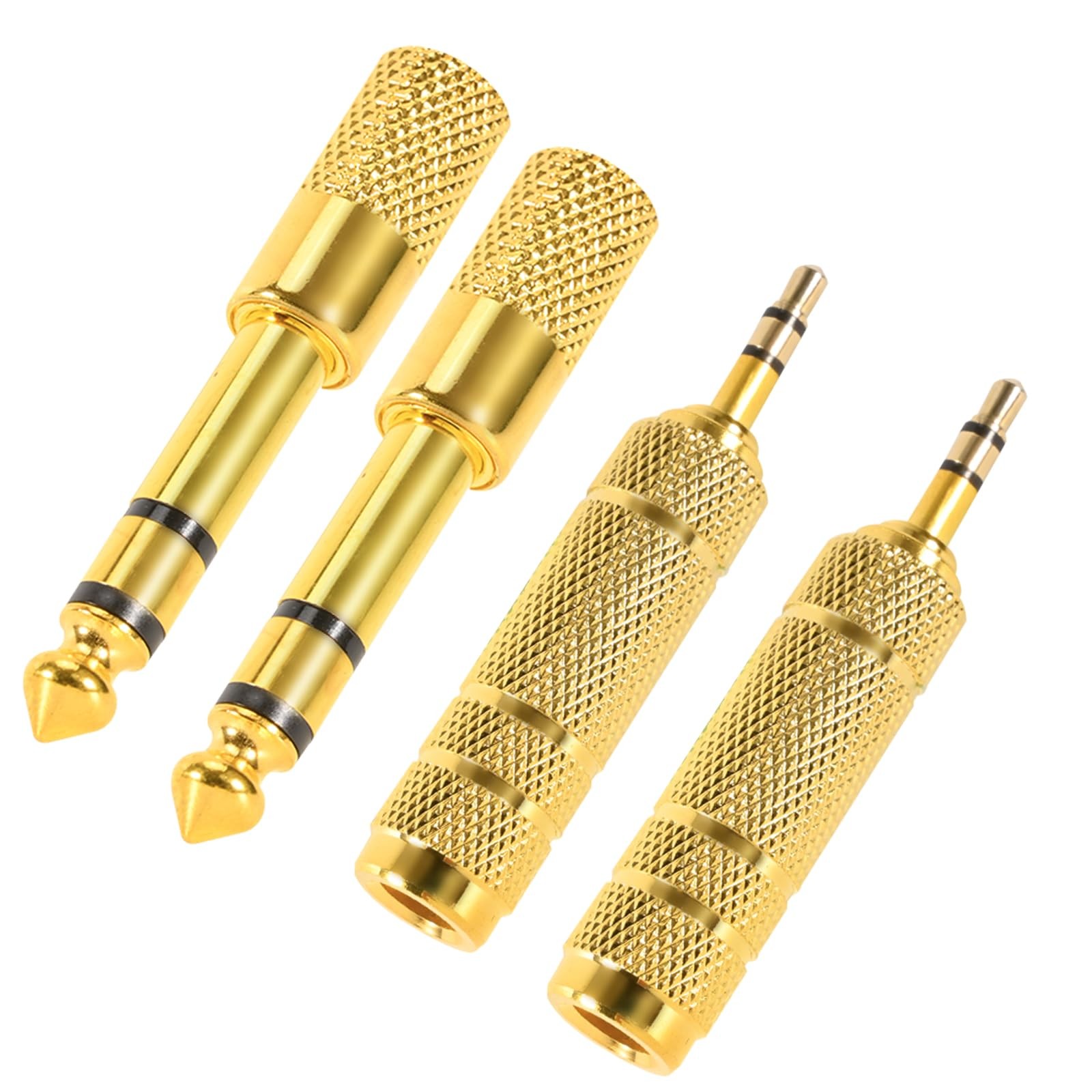QAJOPFN 4 Pack Headphone Jack Adapter – 3.5mm (1/8 inch) Male to 6.35mm Gold