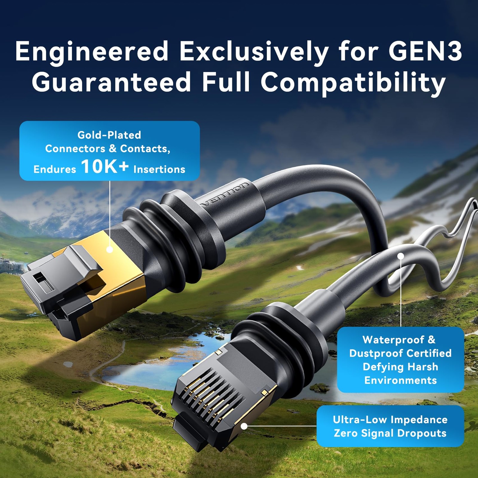 VENTION Starlink Gen 4 Cable, Up to 10Gbps, IP68 Cat 7 135ft, Compatible with…