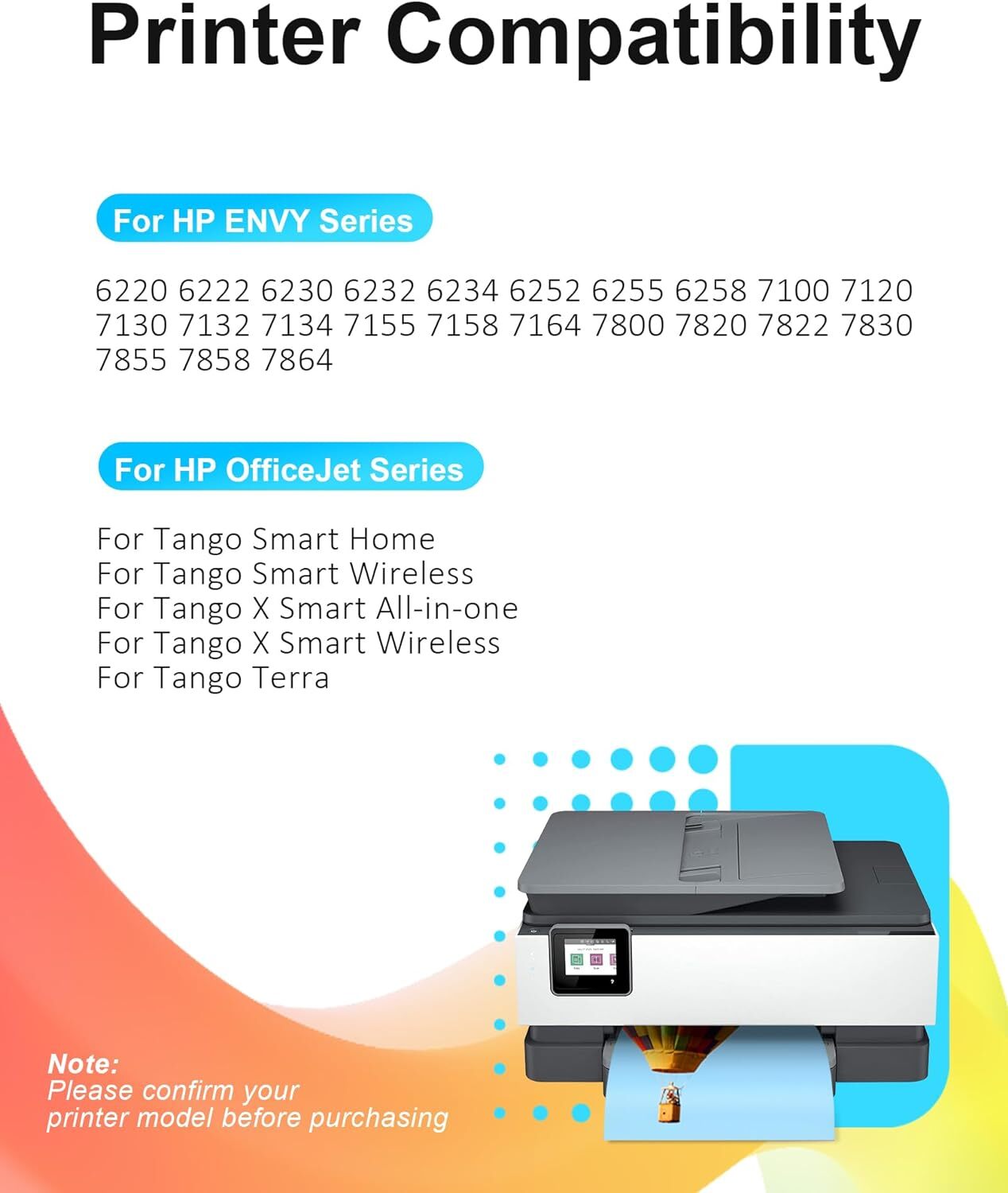 2 Pack 64XL Black Ink Cartridge 64 XL for HP Envy 7155 7158 7855 7858 Printers
