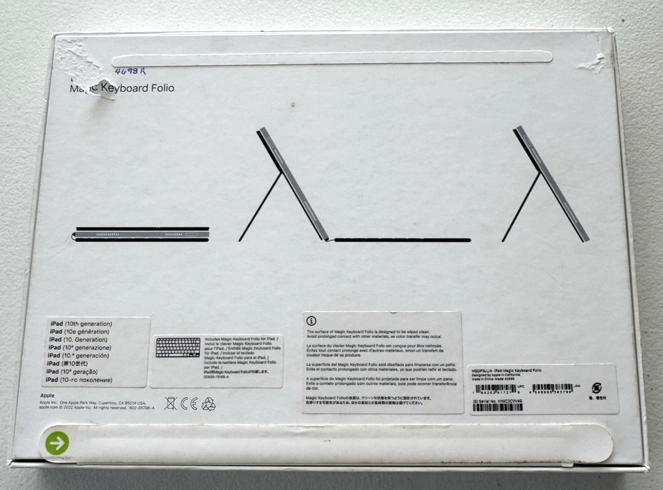 Apple iPad Magic Keyboard Folio Case MQDP3LL/A for Apple Tablet 10thGeneration