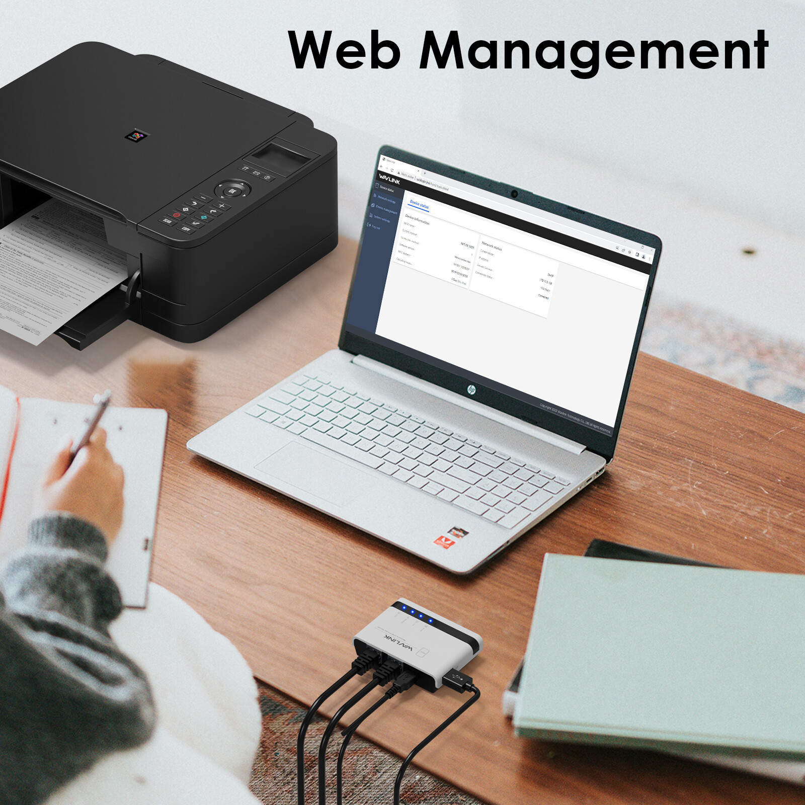 480Mbps USB 2.0 Wireless Printer Adapter Server WiFi 10/100Mbps LAN/Bridge