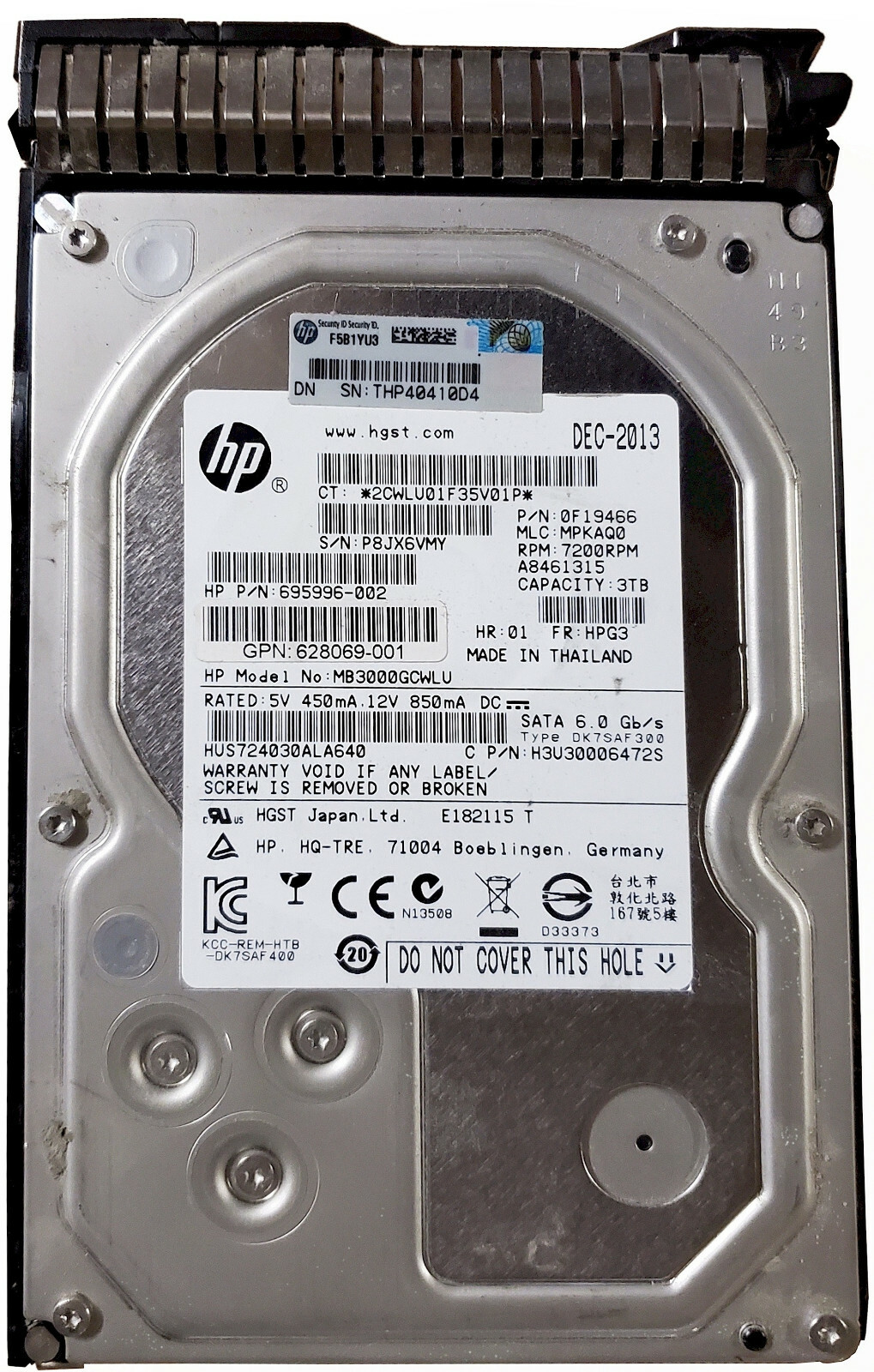 HP Proliant 3TB 7.2K 3.5″ LFF 6G SATA SC Hard Drive Gen8/9 628061-B21 628182-001