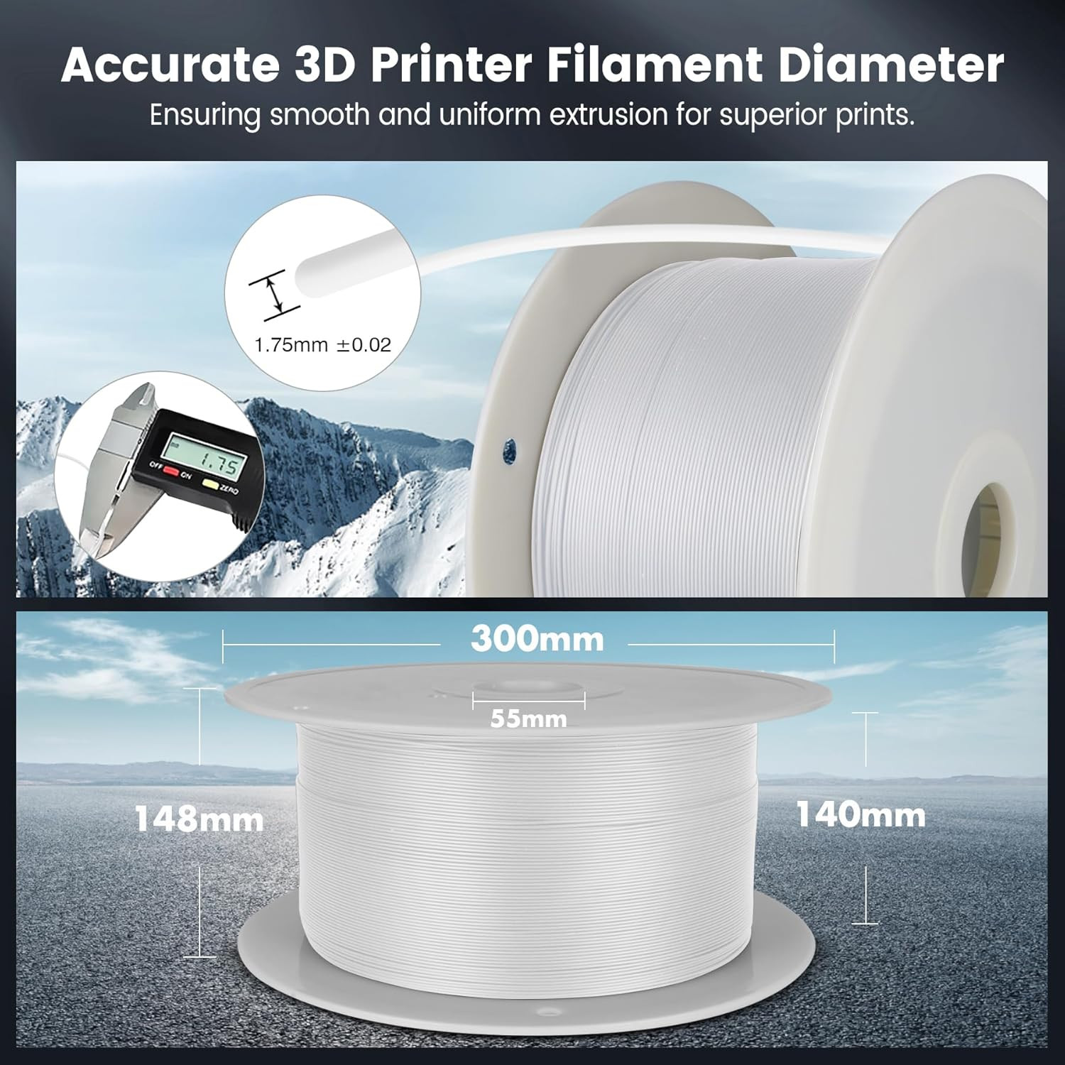 SUNLU 3D Printer Filament PETG PLA PLA+ ABS 5KG Spool 1.75mm Vacuunm Sealed