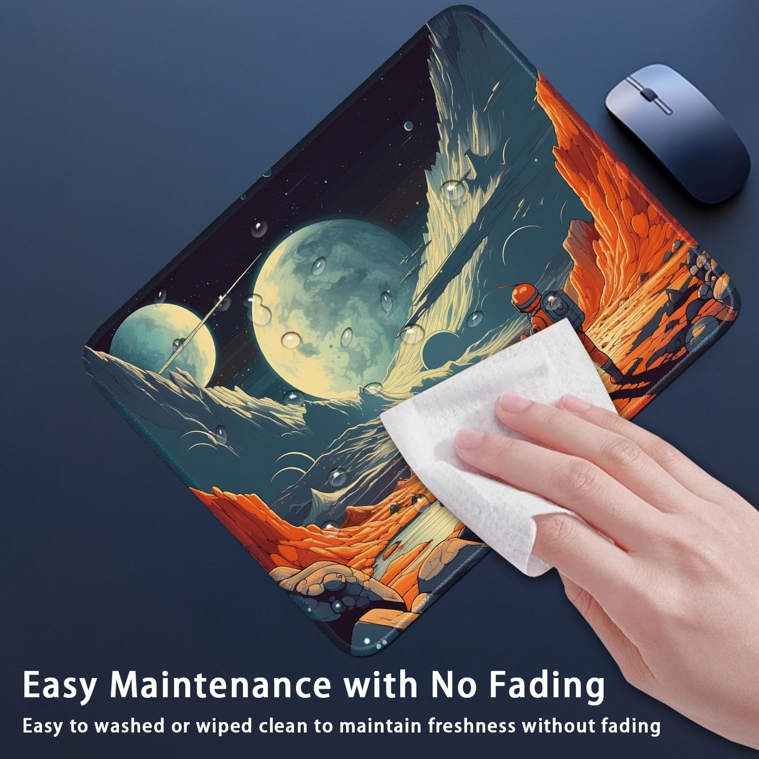 26x21cm Space Themed Gaming Cloth Mouse Pad with Anti-Slip Rubber Base