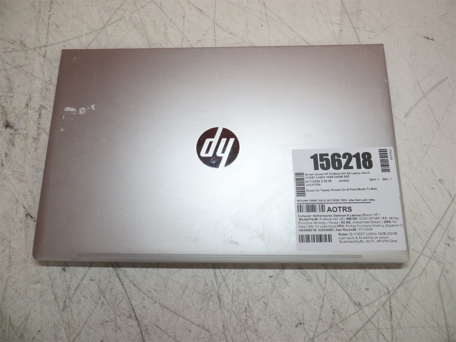 Screen Issues HP ProBook 450 G8 Laptop Intel i5-1135G7 2.4GHz 16GB 256GB SSD