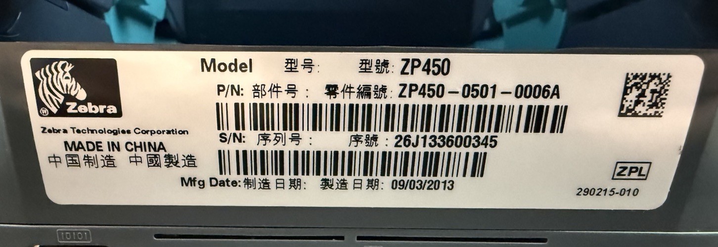 Zebra ZP450 Direct Thermal Label Shipping Barcode Printer USB – Read Description