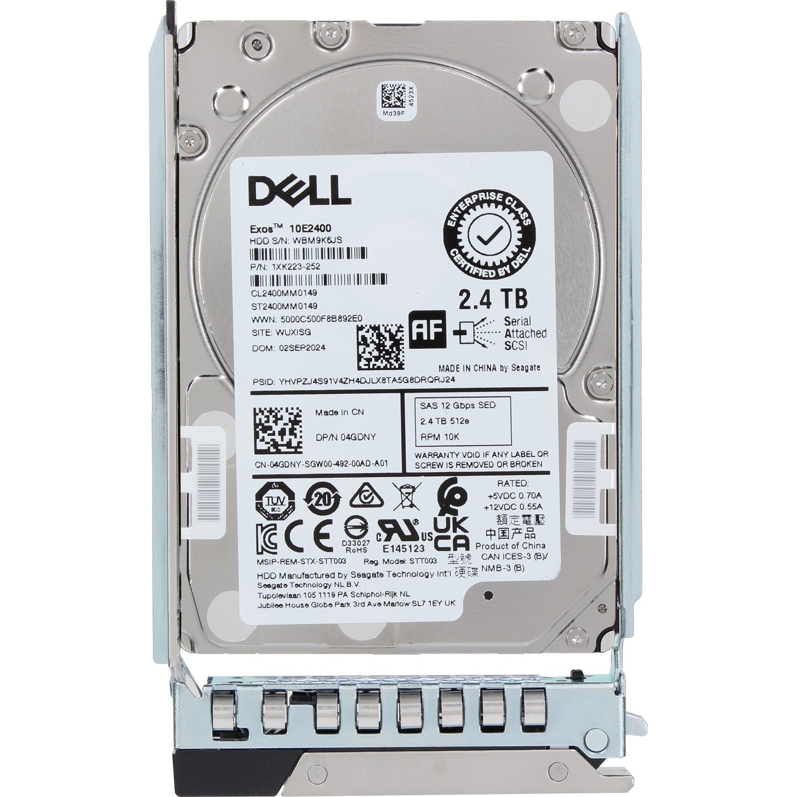 Dell 2.4TB 10K 512e 12Gbps SAS SED FIPS 2.5 HDD Exos 10E2400 (CL) (4GDNY-CDN)