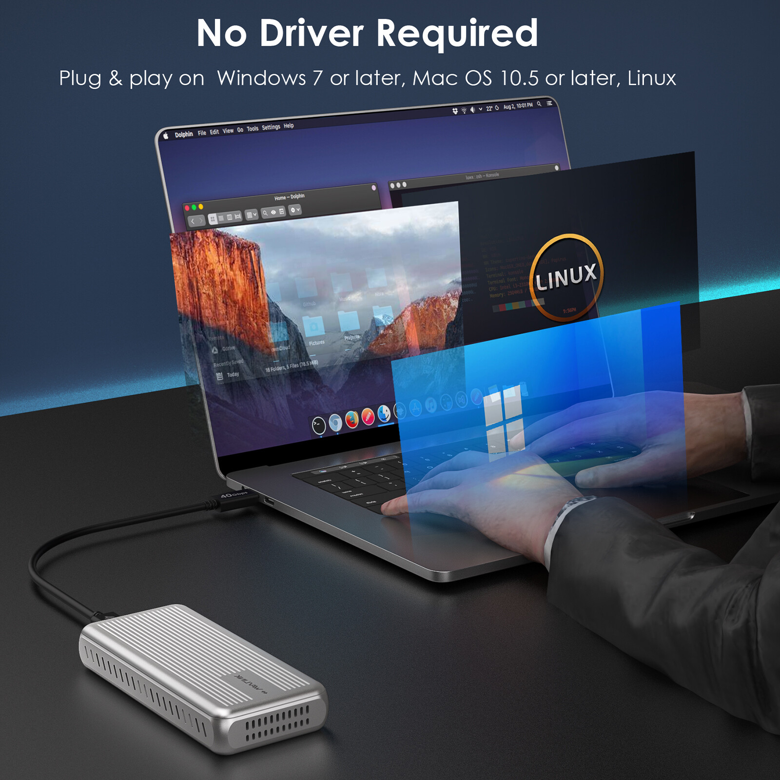 80Gbps USB4 V2 PCle Gen4 NVMe SSD Enclosure 40Gbps USB4 PCIe NVMe SSD Enclosure