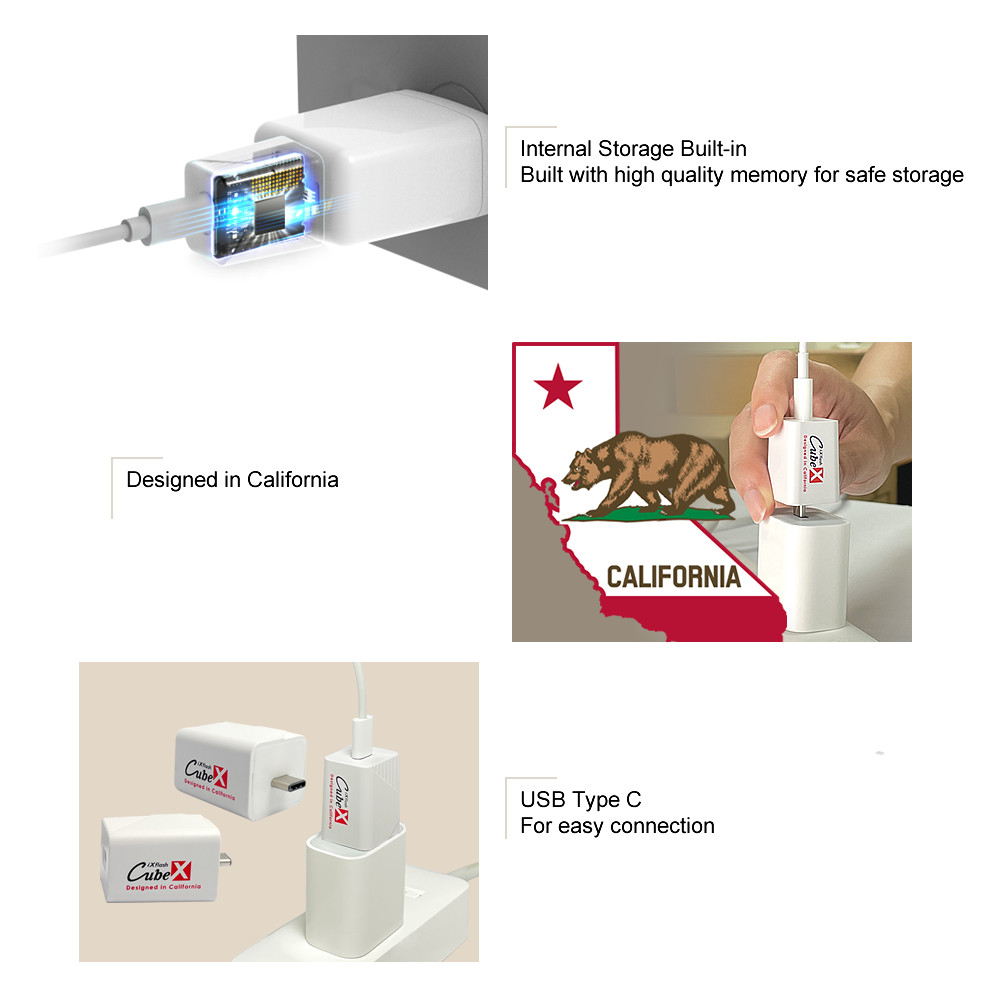 iXflash Cube 1 TB iPhone iPad Auto Backup Photo Storage Memory Drive MFi USB-C