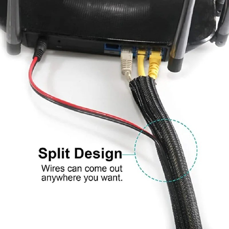 Braided Cable Sleeve PET Nylon Wrapping Wire Protector Casing Desk PC TV Cord