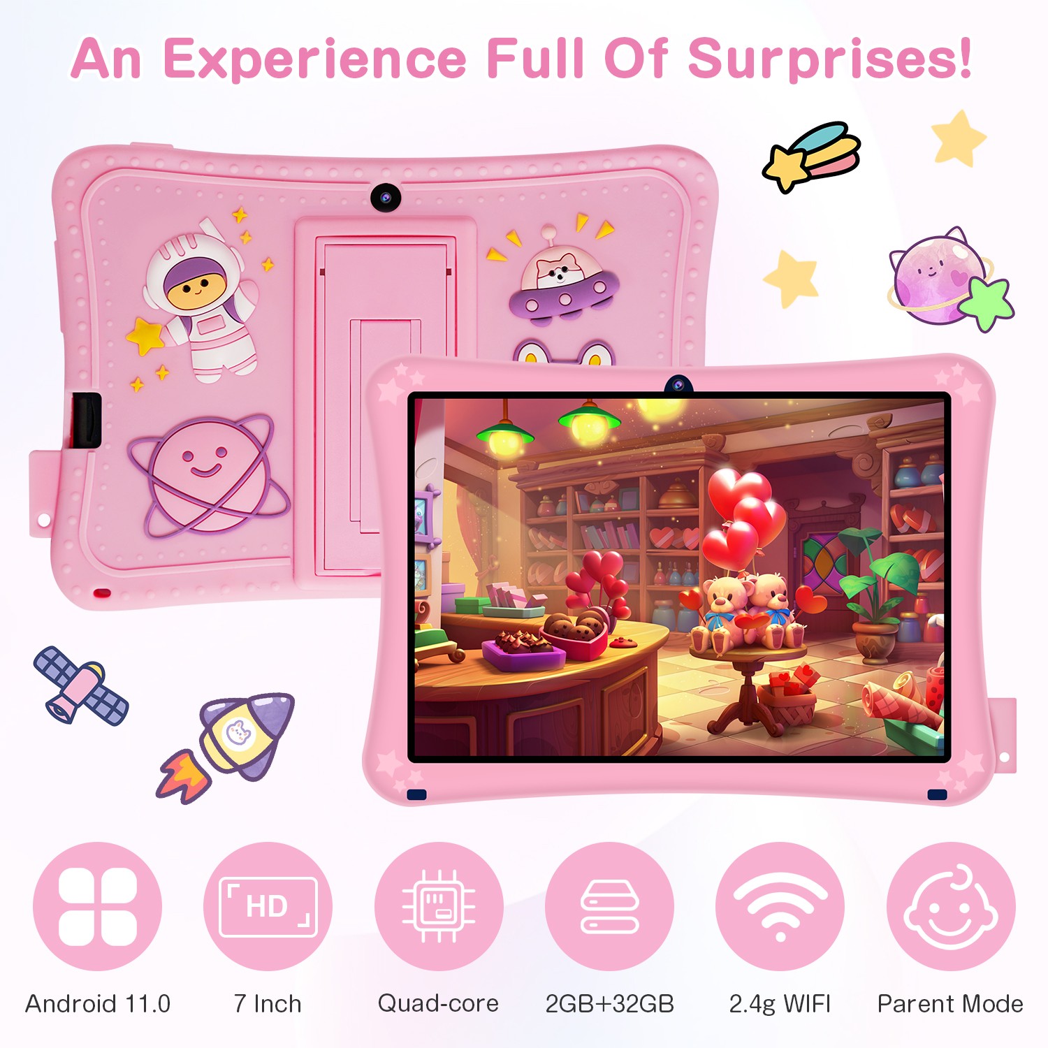 Android Tablets 7 inch Kids Tablet 32GB Bluetooth WiFi Dual Camera Education PAD