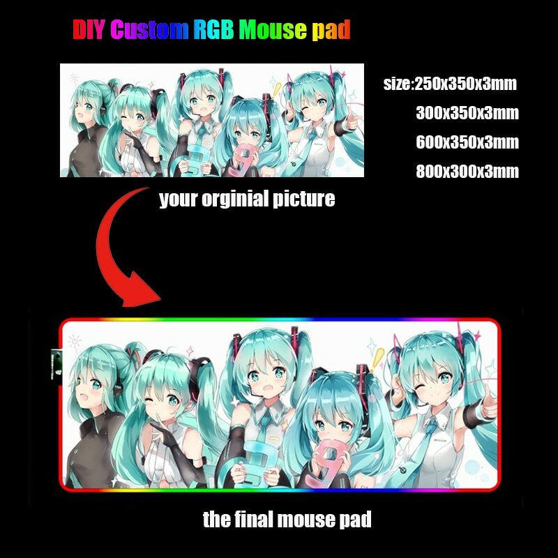 Your Custom Design RGB XL Mouse Pad For PC Gamer Desk Keyboard Mat Anime Waifu