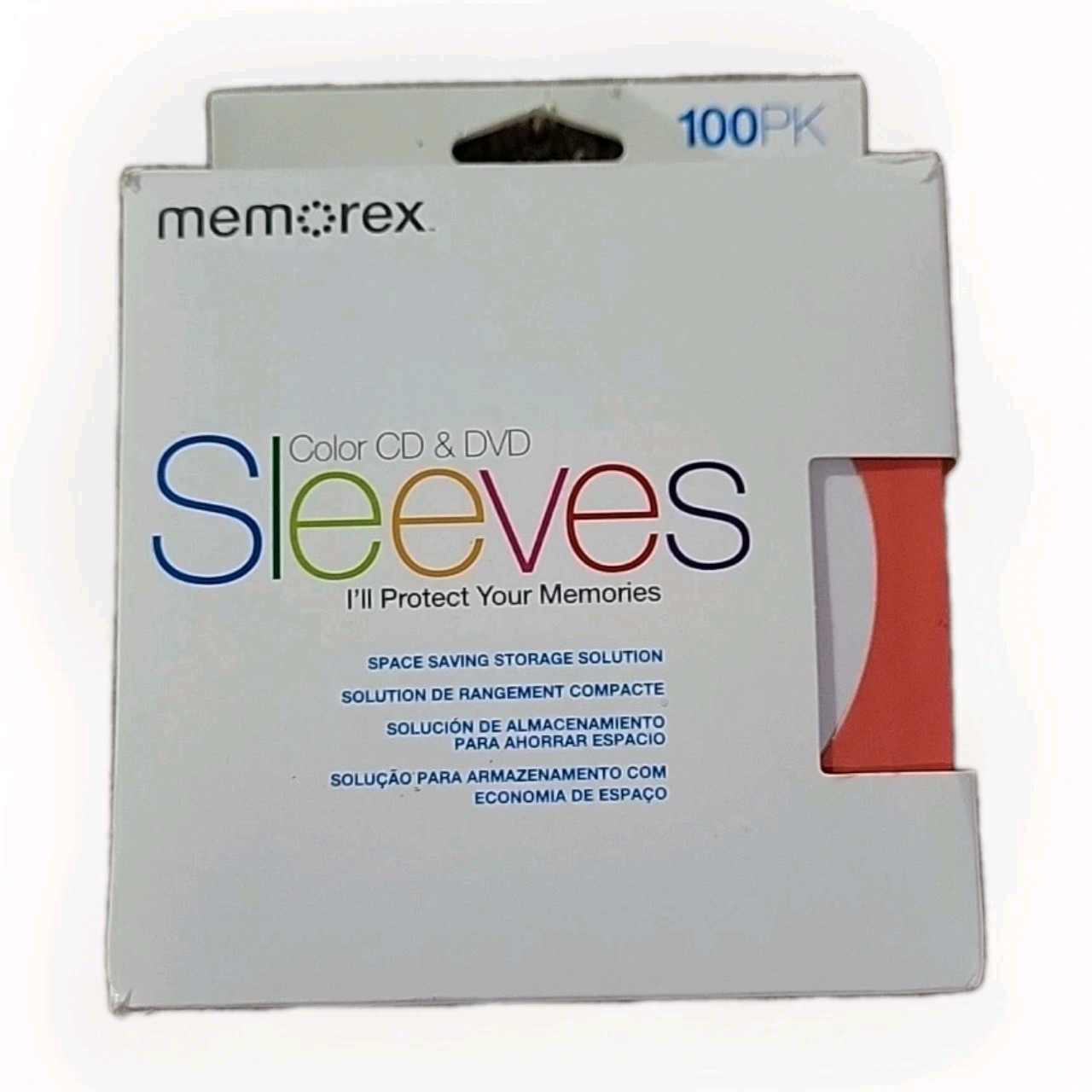 Memorex 100PK CD/DVD Paper Sleeves with Window Flap Assorted Color New Sealed