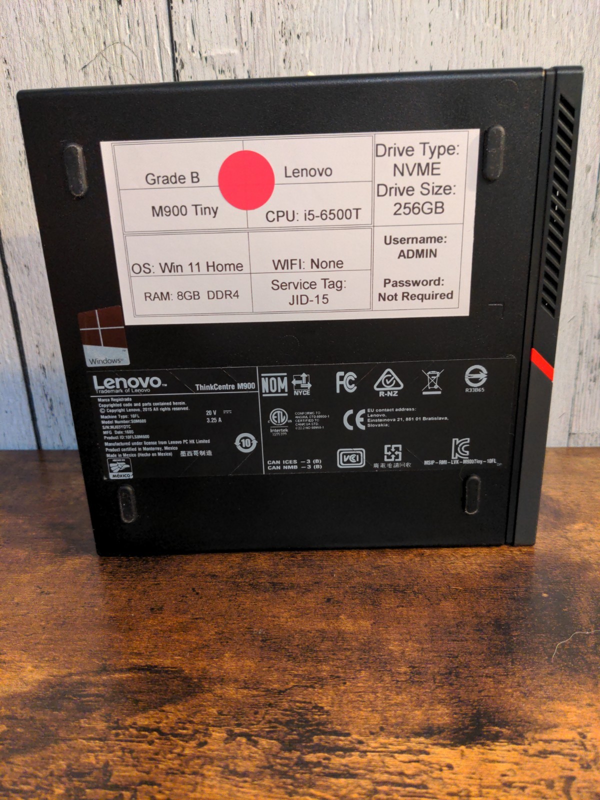Lenovo ThinkCentre M900 Tiny Desktop PC i5 6500T 8GB RAM 256GB NVMe SSD Win11