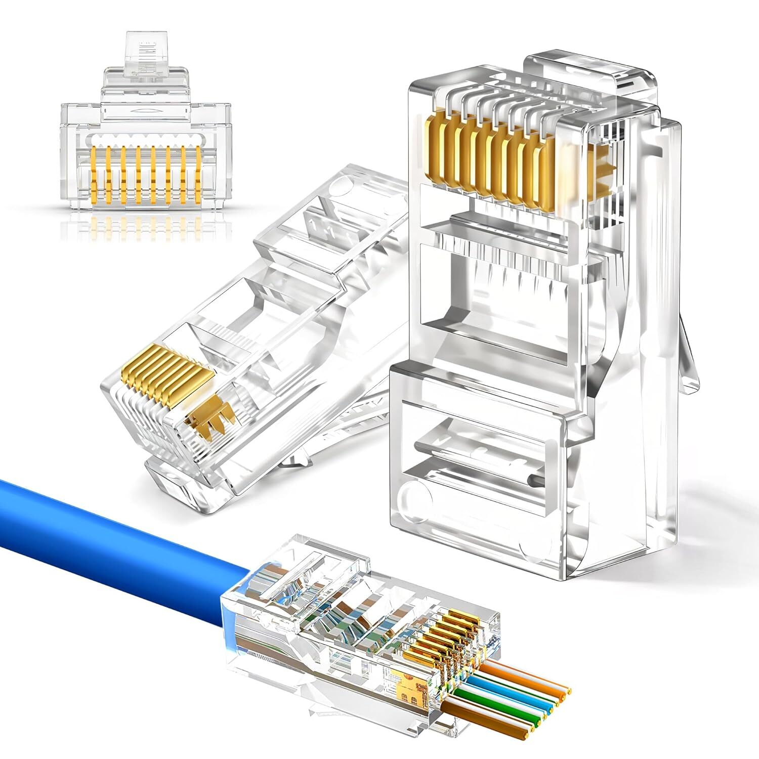 100-500PCS RJ45 Pass Through Modular Plug Network Cable Connector End 8P8C CAT6