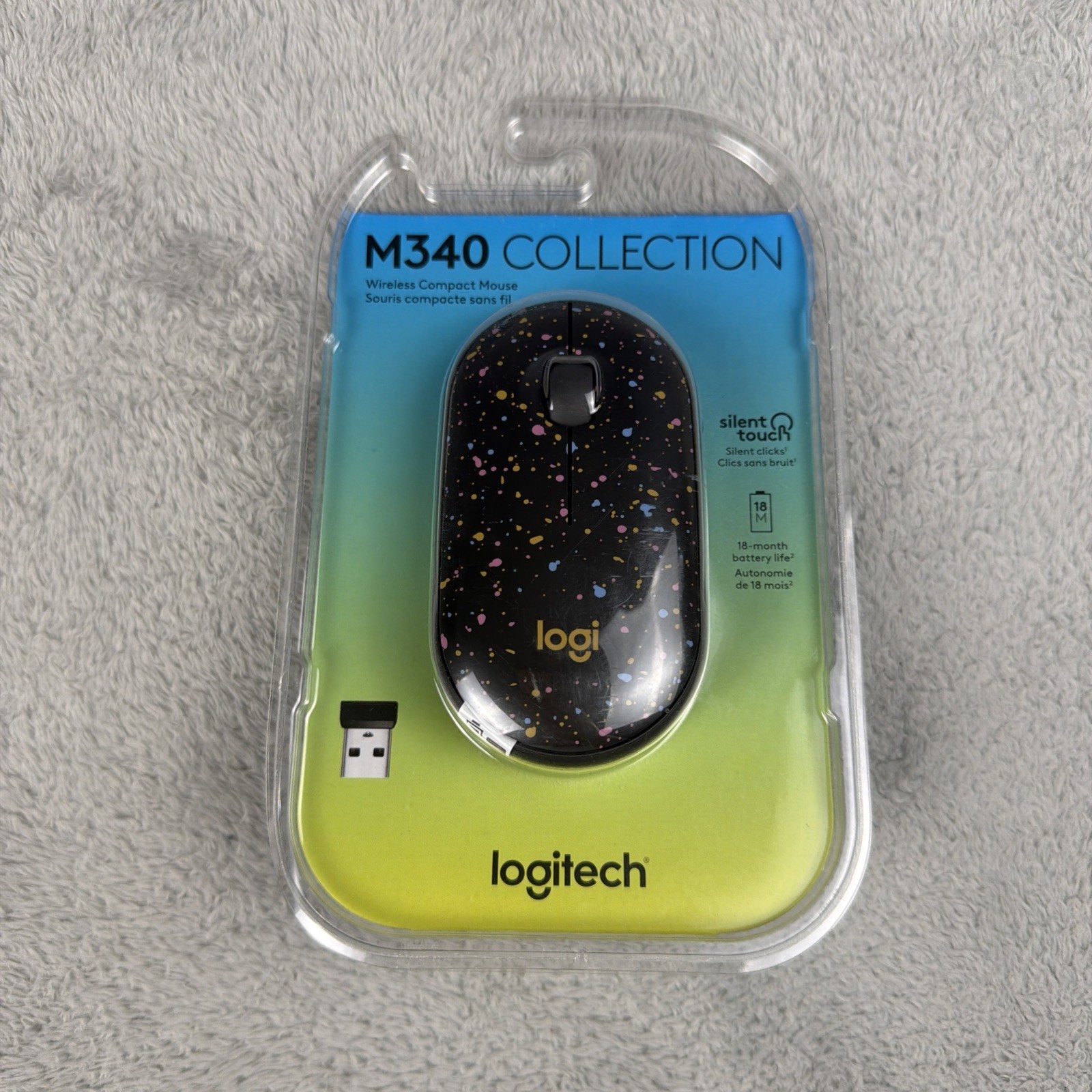 Logitech Portable Wireless Silent Mouse M340 Pebble Black With Speckles