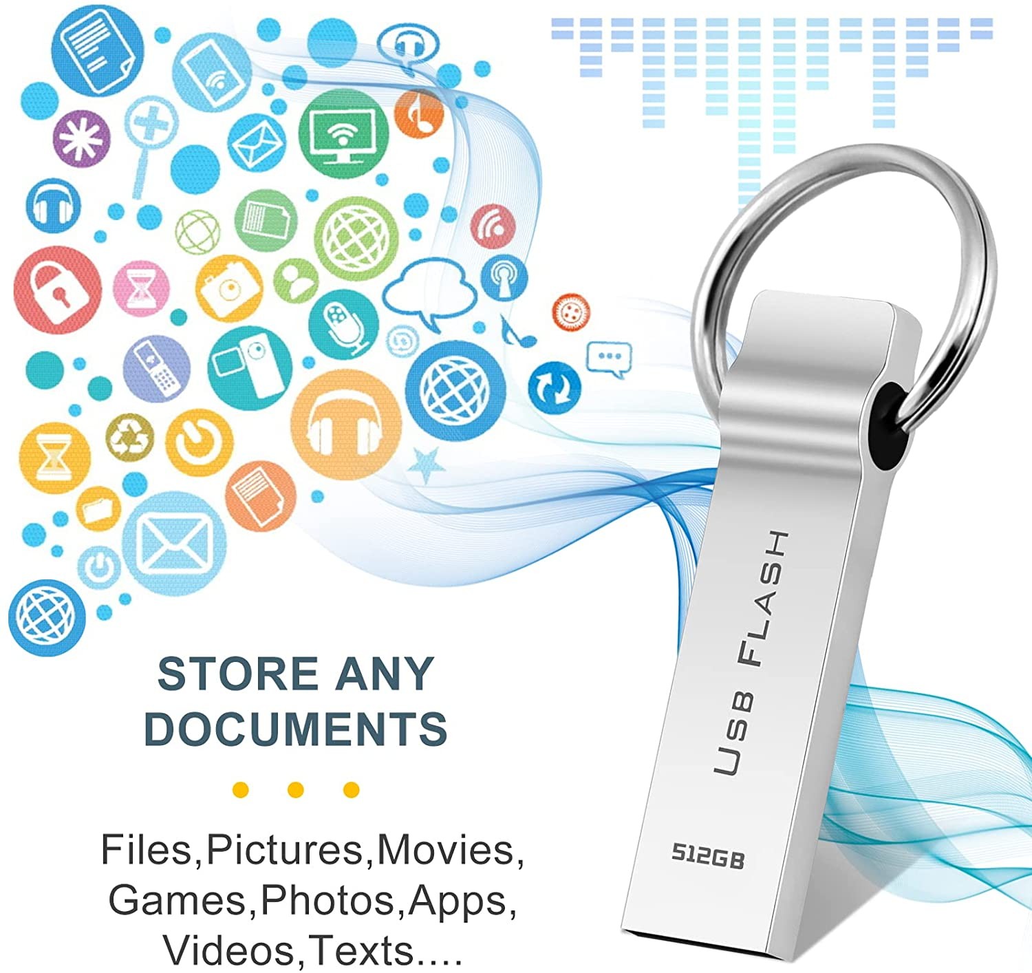 USB Flash Drive 512GB Memory Stick Waterproof Pendrive Thumb Stick