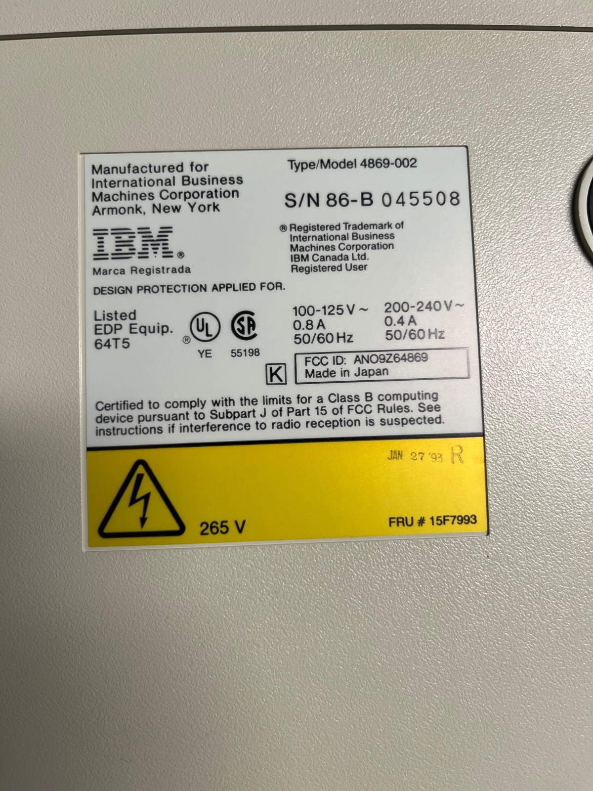 IBM 4869-002 External 5.25” 1.2MB Floppy Disk Drive PS/2 Vintage