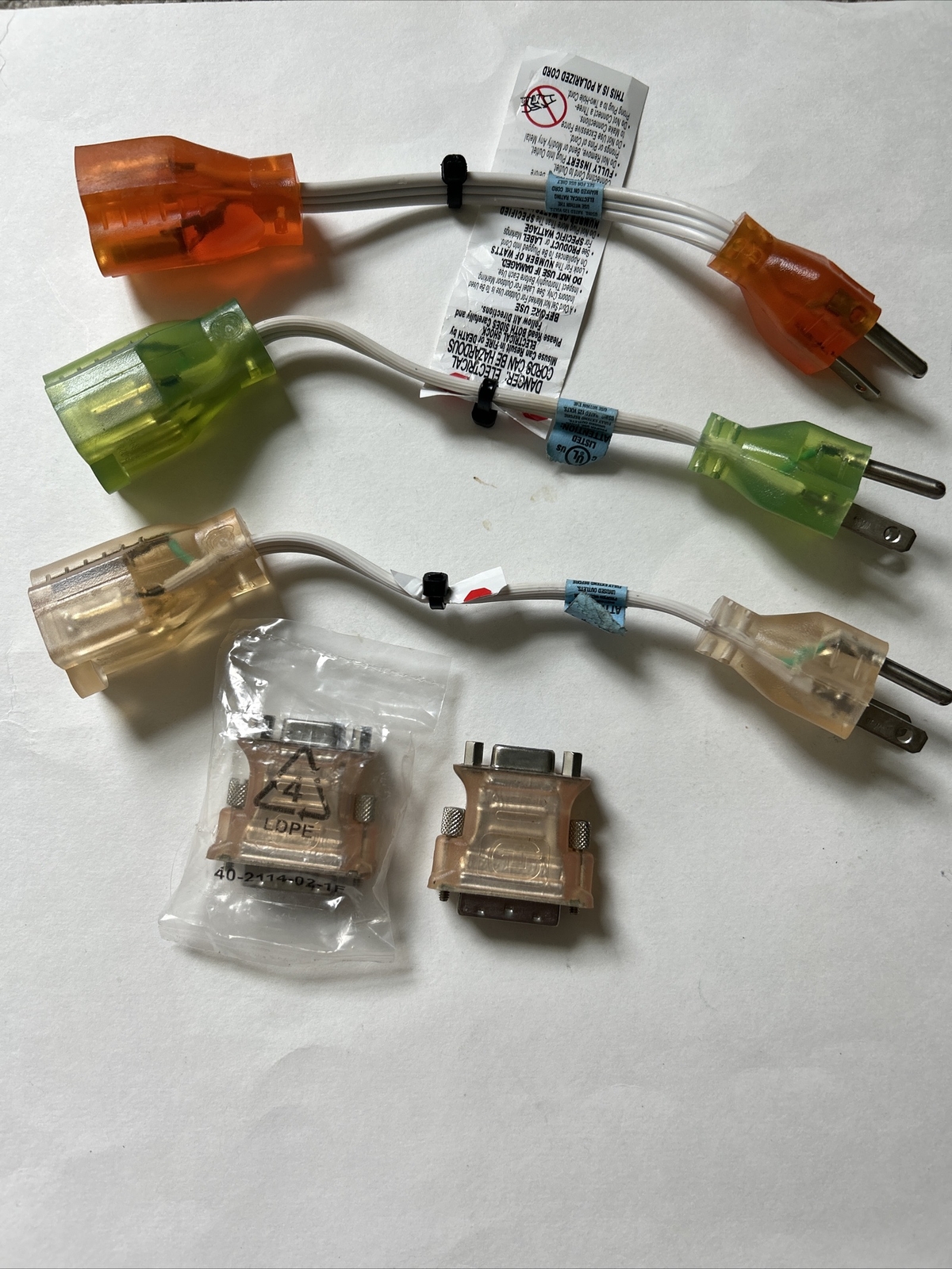 2 DVI-I Male Analog to VGA Female Adapter & 3-8″ Connector cords-PC-orange-green