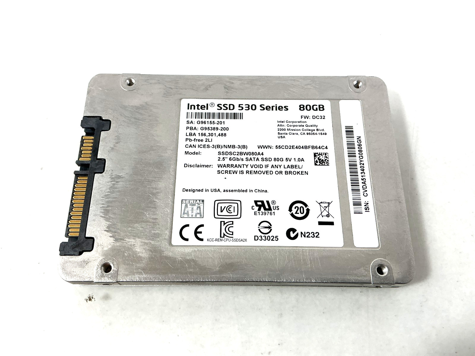 Intel 530 Series 80GB 2.5″ SATA 6Gb/s 7mm SSD – SSDSC2BW080A401