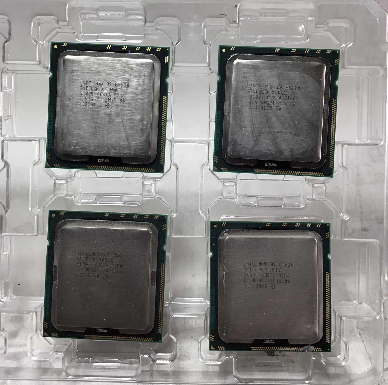 Lot of 4 Intel Xeon E5620 2.4GHz Quad Core CPU 12M Cache Socket