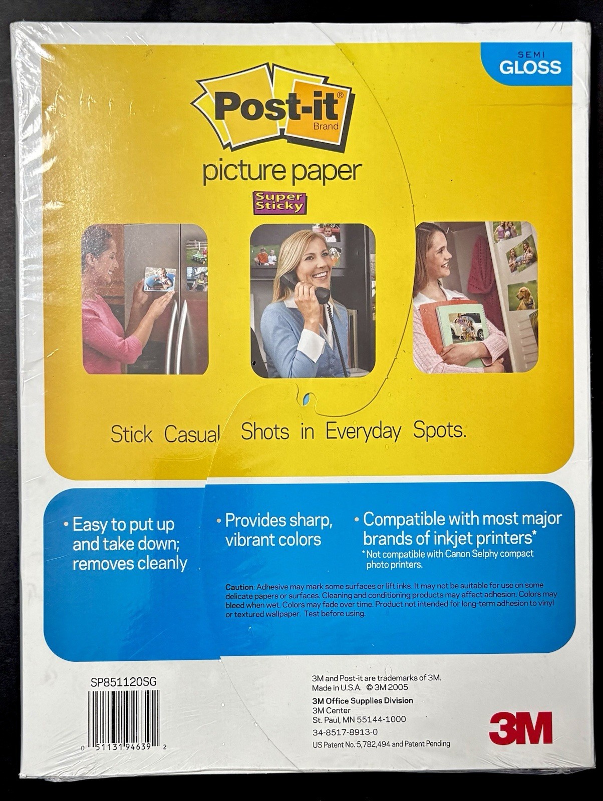 Post-it Picture Paper 20 Sheets 8.5X11 Semi Gloss 3M 7.5 ML Thick Print & Peal