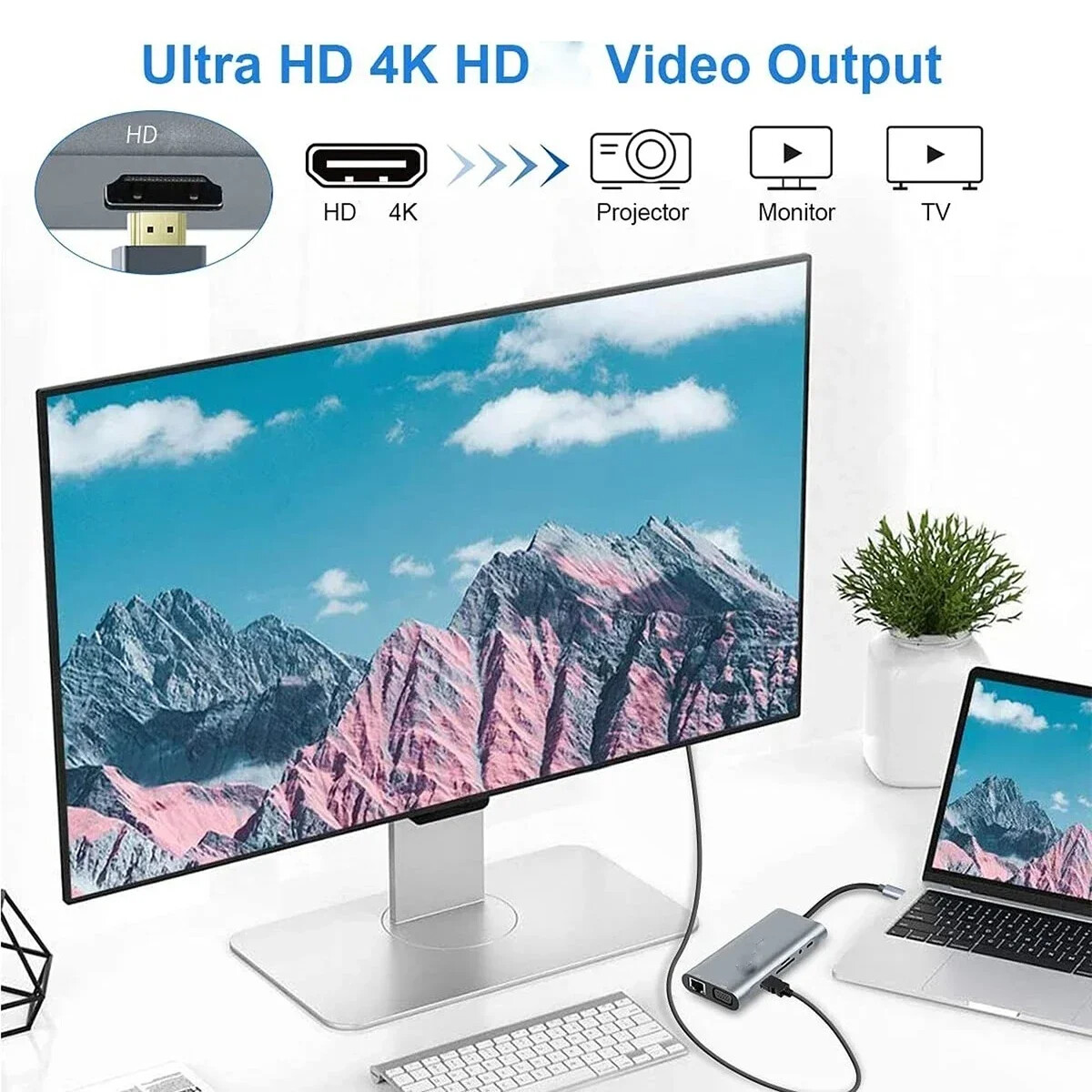 11in1 Type C Hub USB-C To USB 3.0 2.0 HDMI VGA Multi-Hub Dock TF/SD Card Reader