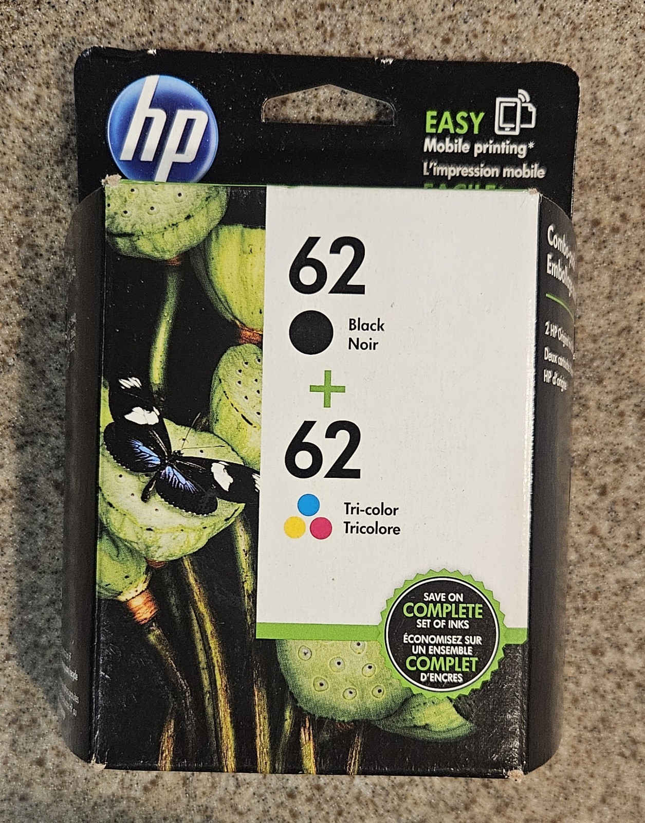 HP Genuine 62 2-pack Black & Tri-color Printer Ink Cartridges Exp Feb 2019
