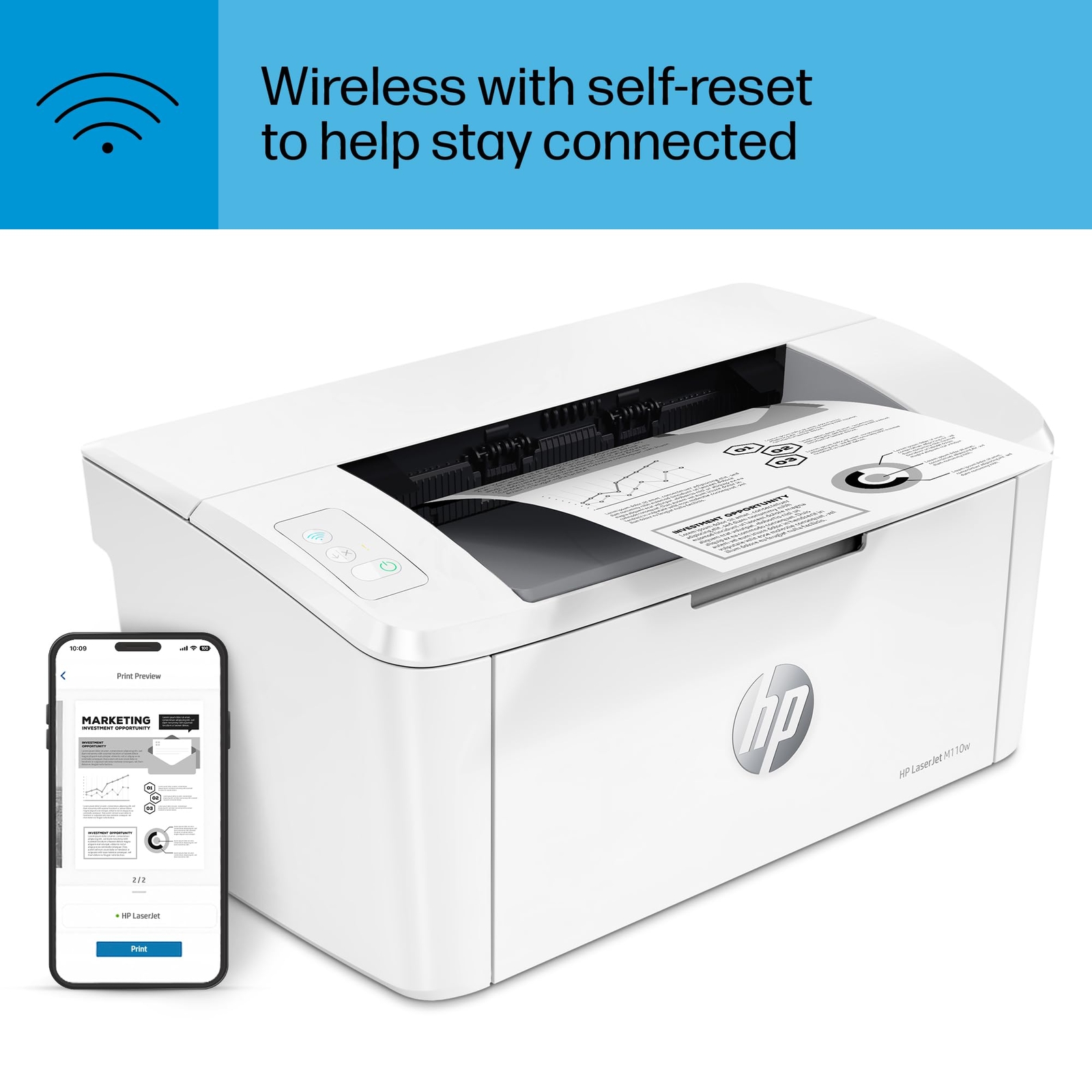 HP LaserJet M110w Wireless Black & White Printer