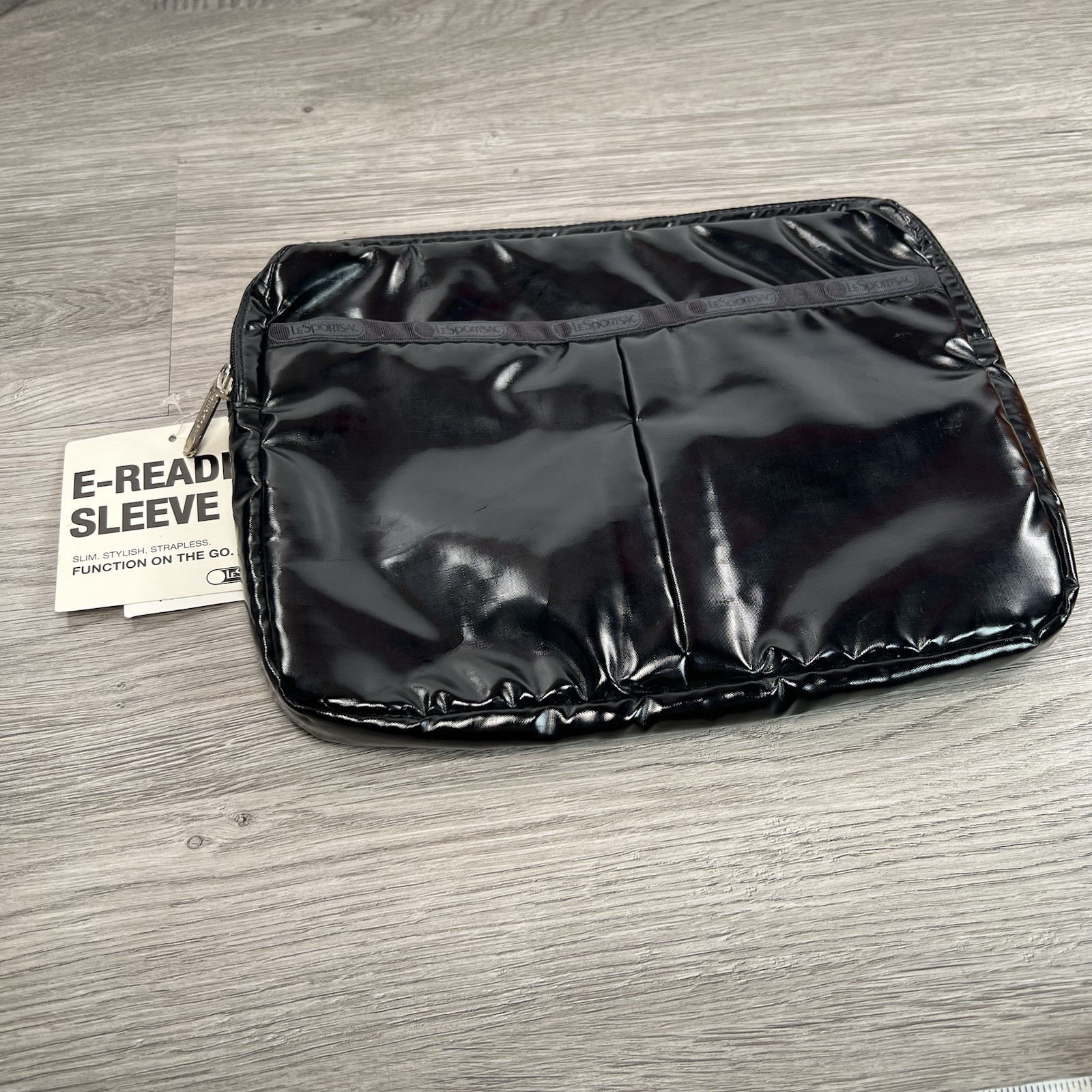 LeSportSac Black Patent E-Reader Tablet Sleeve Shiny Pouch Kindle Nook iPad NWT