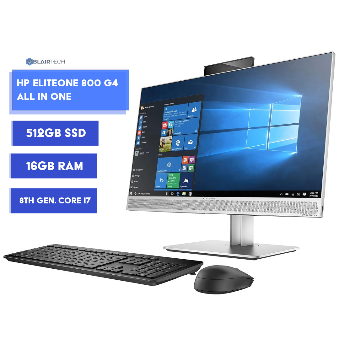 HP EliteOne AIO Desktop PC – Intel i7 8th Gen 16GB RAM 512GB SSD Windows 11 Pro